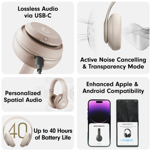 Beats Studio Pro Bluetooth Wireless
Headphones in Sandstone NEW - Picture 4 of 16